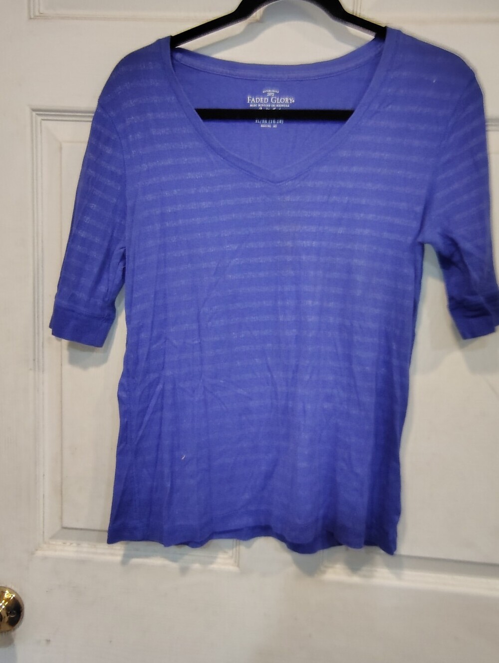 Faded Glory Women's Size XL Blue 3/4 Sleeve Top